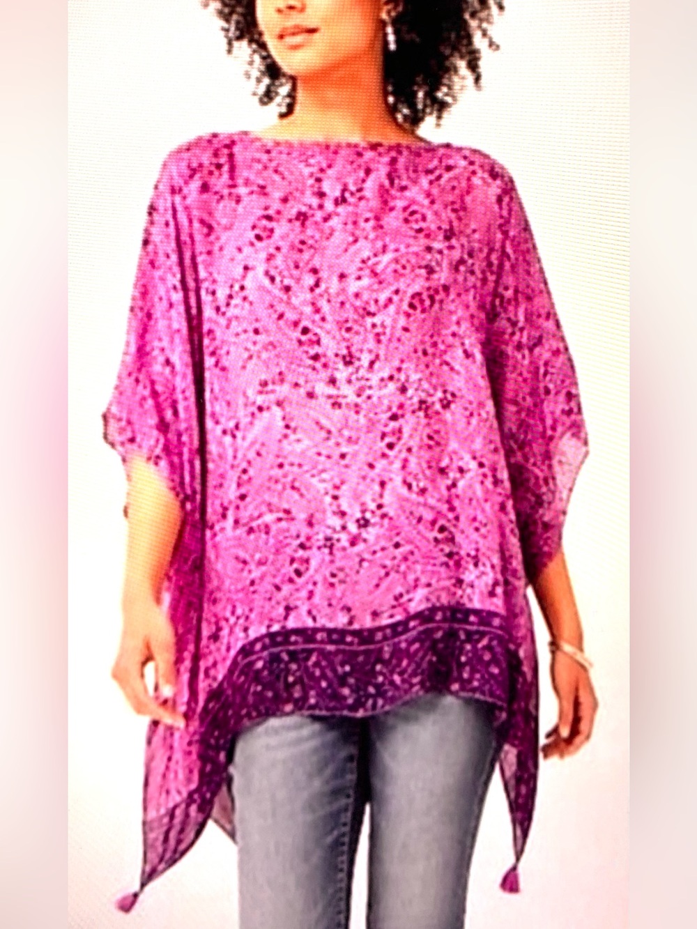 J. Jill Paisley Tassel Poncho